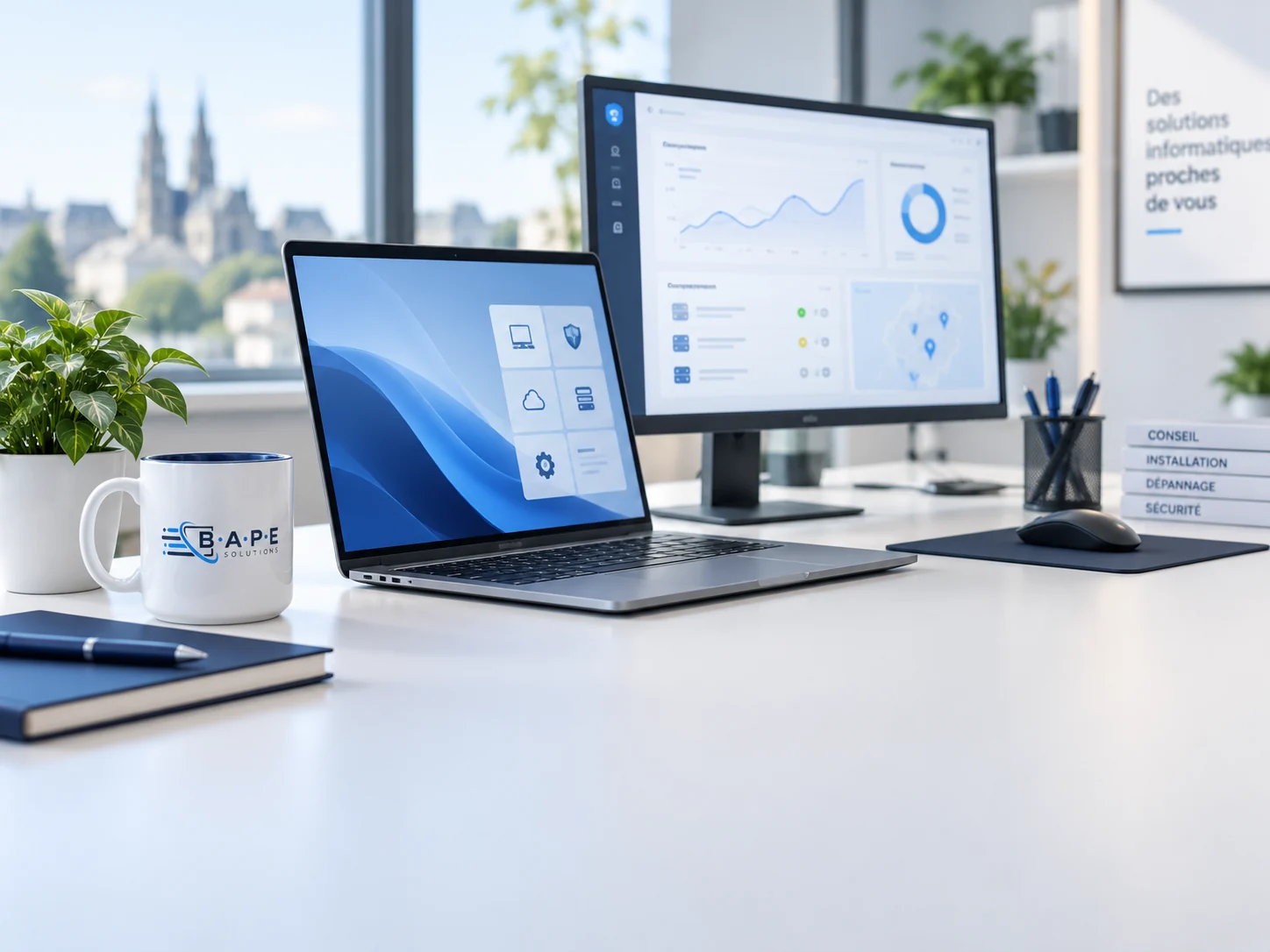Espace de travail informatique moderne et lumineux BAPE SOLUTIONS